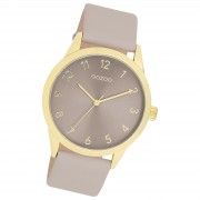 Oozoo Damen Armbanduhr Timepieces Analog Leder hellgrau taupe UOC11328