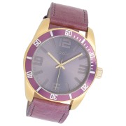 Oozoo Unisex Armbanduhr Vintage Series Analog Leder pastell lila UOC5744A