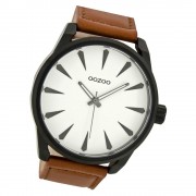 Oozoo Herren Armbanduhr schwarz Timepieces C8226 Lederarmband braun UOC8226