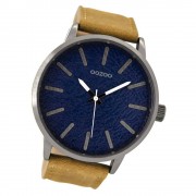 Oozoo Herren Armbanduhr silber Timepieces Quarz C9026 Lederarmband braun UOC9026