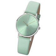 Regent Damenuhr Edelstahl-Armbanduhr Analog Lederarmband hellgrün URBA889