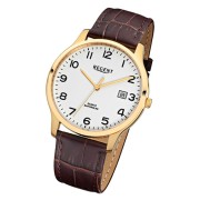 Regent Herren-Armbanduhr 32-F-1026 Quarz-Uhr Leder-Armband braun URF1026