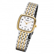 Regent Damen-Armbanduhr F-1049 Quarz-Uhr Stahl-Armband silber gold URF1049