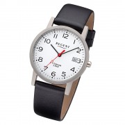 Regent Herren Armbanduhr Analog F-1225 Quarz-Uhr Leder schwarz URF1225