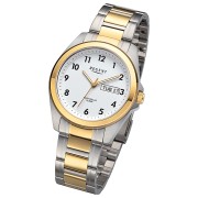 Regent Herren Armbanduhr Analog Metallarmband silber gold URF1446