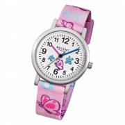 Regent Kinder-Armbanduhr - Schmetterling - Quarz Textil rosa Mädchen Uhr URF491