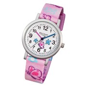 Regent Kinder-Armbanduhr - Schmetterling - Quarz Textil rosa Mädchen Uhr URF491