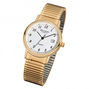 Regent Herren-Armbanduhr F-707 Quarz-Uhr Stahl-Armband gold URF707