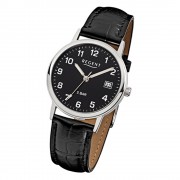 Regent Herren-Armbanduhr F-792 Quarz-Uhr Leder-Armband schwarz URF792