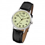 Regent Herren-Armbanduhr F-793 Quarz-Uhr Leder-Armband schwarz URF793