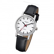 Regent Damen-Armbanduhr Edelstahl Leder schwarz Mineralglas Quarz URF824