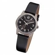 Regent Damen-Armbanduhr F-868 Titan-Uhr Leder-Armband schwarz URF868