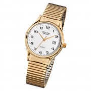 Regent Herren-Armbanduhr F-873 Quarz-Uhr Stahl-Armband gold URF873
