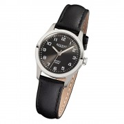 Regent Damen-Armbanduhr F-900 Titan-Uhr Leder-Armband schwarz URF900