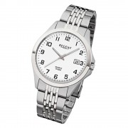 Regent Herren-Armbanduhr F-916 Quarz-Uhr Stahl-Armband silber grau URF916