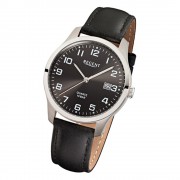 Regent Herren-Armbanduhr F-932 Titan Quarz-Uhr Leder-Armband schwarz URF932