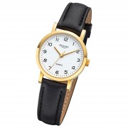 Regent Damen-Armbanduhr - Lederarmband - Quarz Leder schwarz URF937