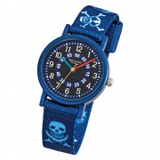 Regent Kinder-Armbanduhr Pirat Mineralglas Quarz Textil blau URF951