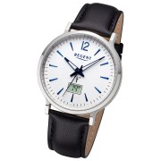 Regent Herren Funkuhr Analog-Digital Lederarmband schwarz URFR286