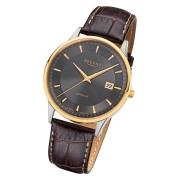 Regent Herren Armbanduhr Analog GM-1608 Quarz-Uhr Leder braun URGM1608