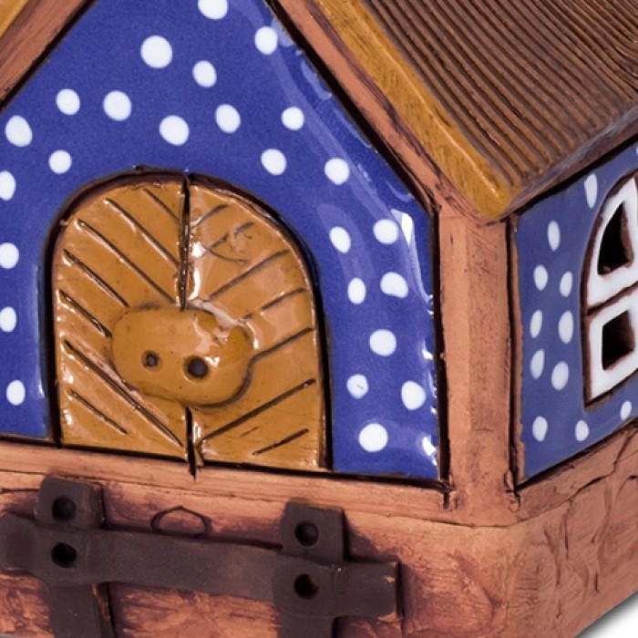 Lichthaus kleines Hexenhäuschen blau original LeuchtKeramik DKH09B