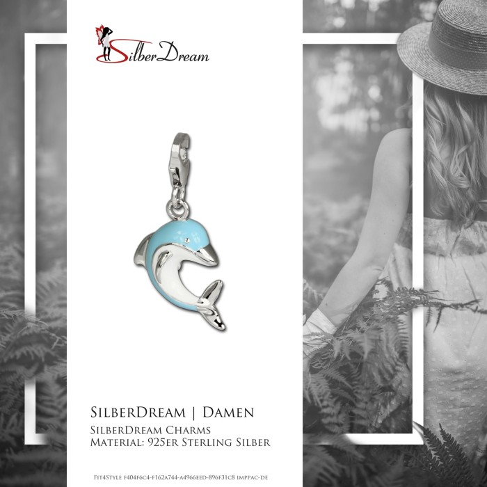 SilberDream Charm Delfin 925 Sterling Silber Armband Anhänger FC654