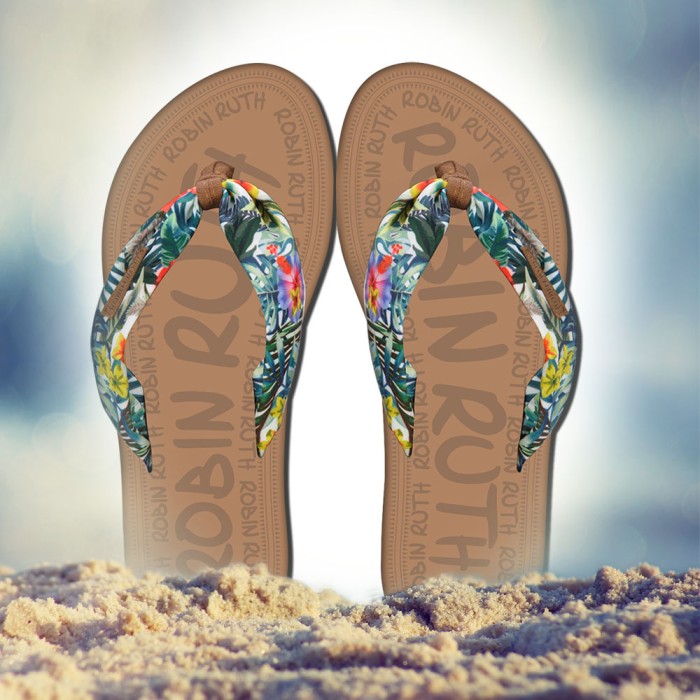 Robin Ruth Zehentrenner bunt Textilriemen Flip Strandschuh 36 37