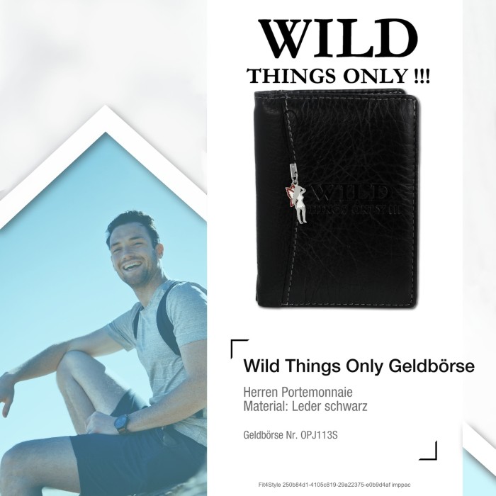 Wild Things Only Geldbörse Leder schwarz Portemonnaie Herren RFIDSchutz  OPJ113S