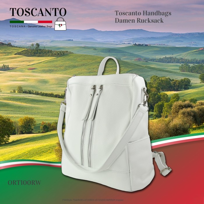 Toscanto Damen Cityrucksack Leder Rucksack weiB ORT100RW