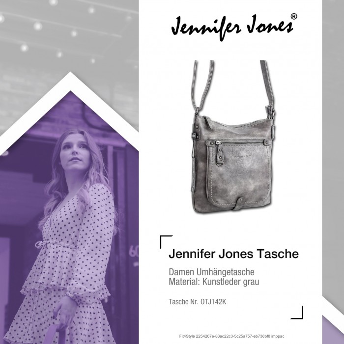 Shopper Damen Handtasche grau Nylon Schultertasche OTJ211K Jennifer Jones 