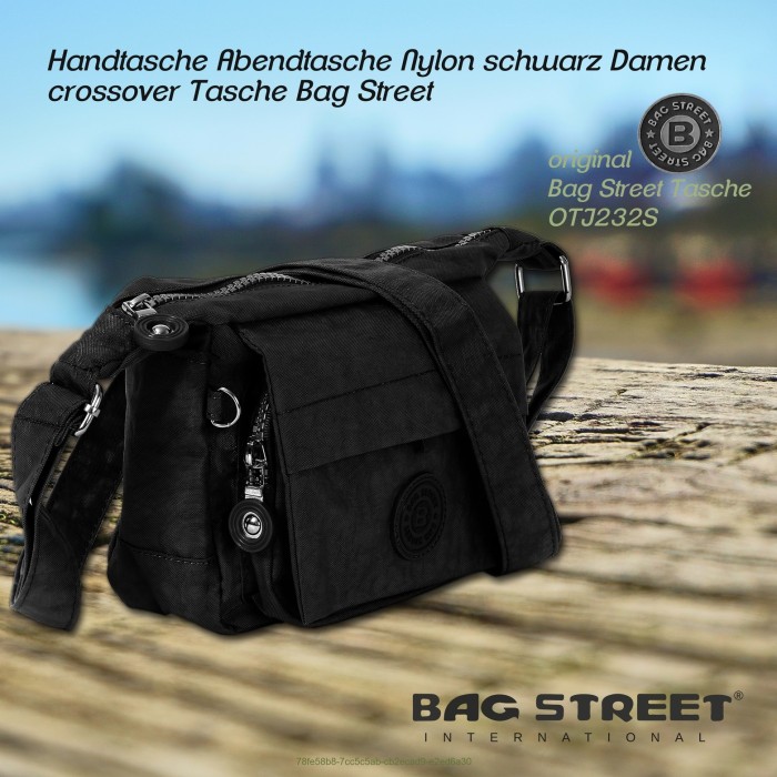Handtasche Abendtasche Nylon schwarz Damen crossover Tasche Bag Street  OTJ232S