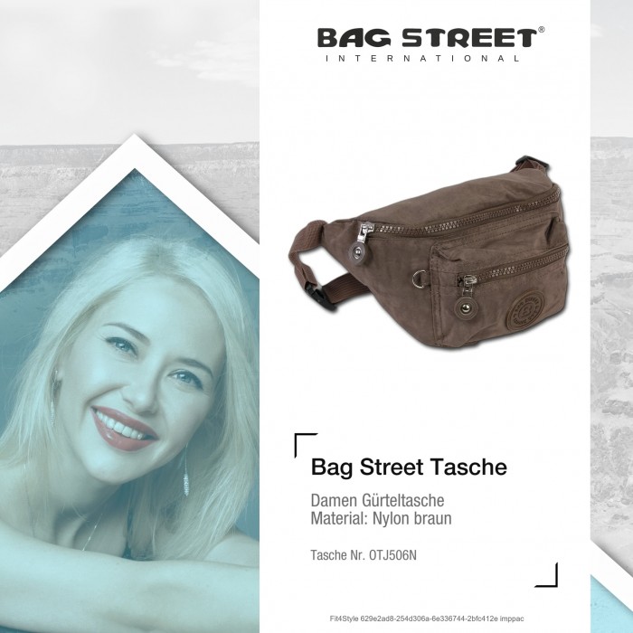 Bauchtasche Gürteltasche Hüfttasche BAG STREET Neu Braun Nylon Bauchgurt Tasche 