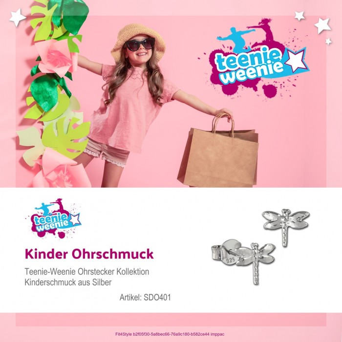 Teenie-Weenie Ohrstecker pink Ohrringe Sterlingsilber Libelle Kinder SDO8021P 