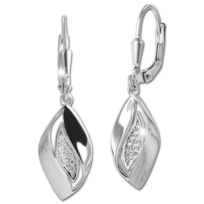 Silber Leaf 925 weiß Zirkonia SDO4441W Damen Ohrring SilberDream Ohrhänger