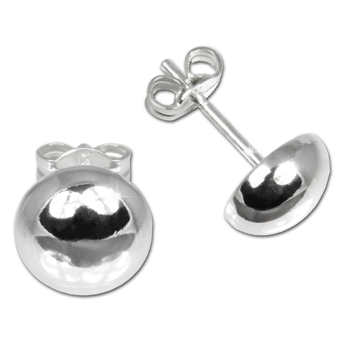 8 MM HALBKUGEL OHRSTECKER AUS VERGOLDETEM 925 SILBER 4204 