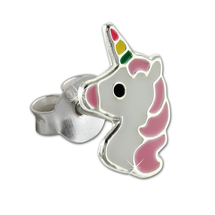 Kinder Ohrring Einhorn Ohrstecker 925 Sterling Silber Kinderschmuck TW  SDO8165W