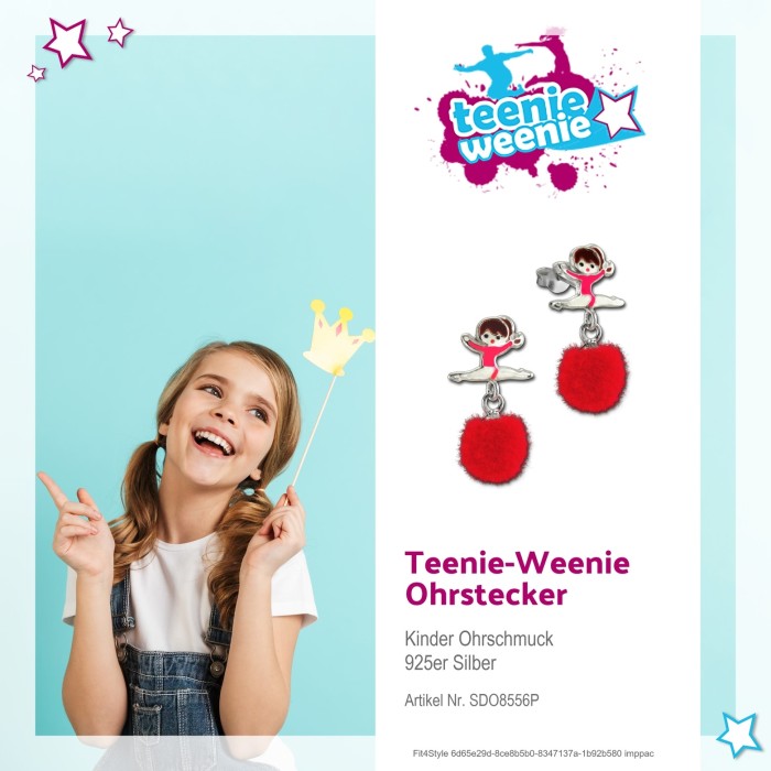 Kinder Ohrring Ballerina Puschel pink Ohrstecker 925 Silber SDO8556P