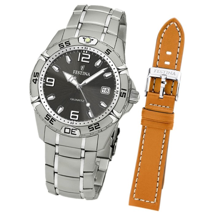 FESTINA Herren-Armbanduhr analog Edelstahl Set-Uhr mit Wechselarmband  UF16170/3