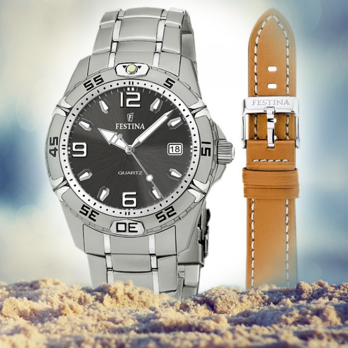 FESTINA Herren-Armbanduhr analog Edelstahl Set-Uhr mit Wechselarmband  UF16170/3