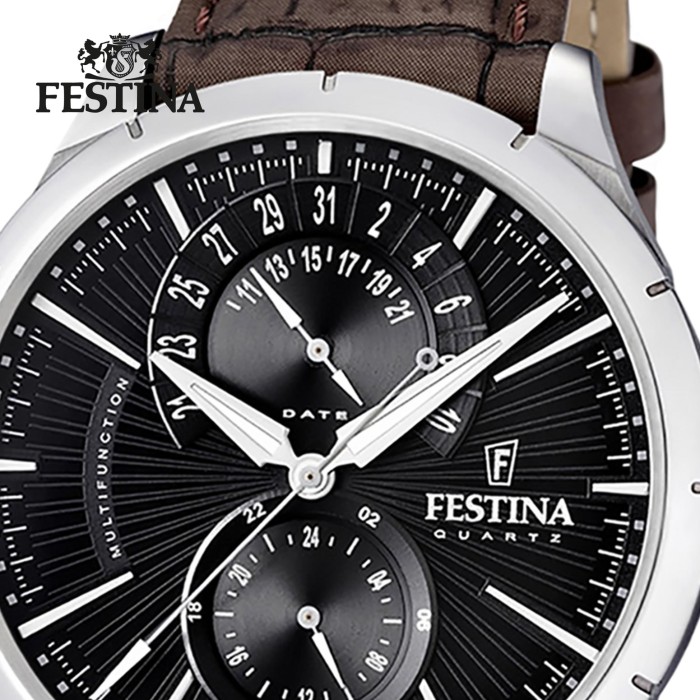 FESTINA Herrenuhr Multifunktionsuhr Quarzuhr Klassik schwarz Klassik Uhr  UF16573/4