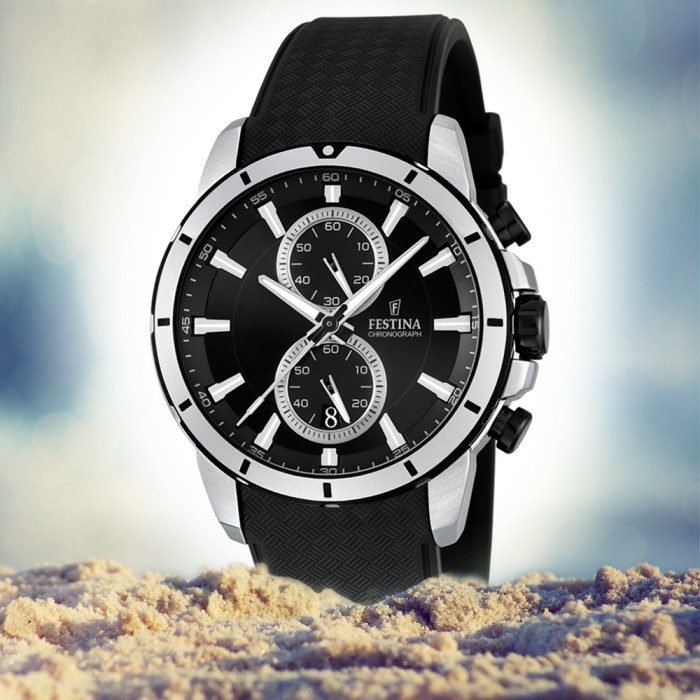 FESTINA Herren Armbanduhr Chronograph Sport Quarz PU schwarz UF16850 2