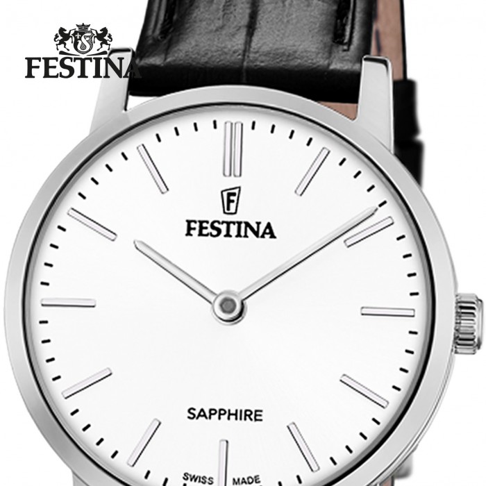 Festina Damenuhr Swiss Made Armbanduhr Leder schwarz UF20013/1