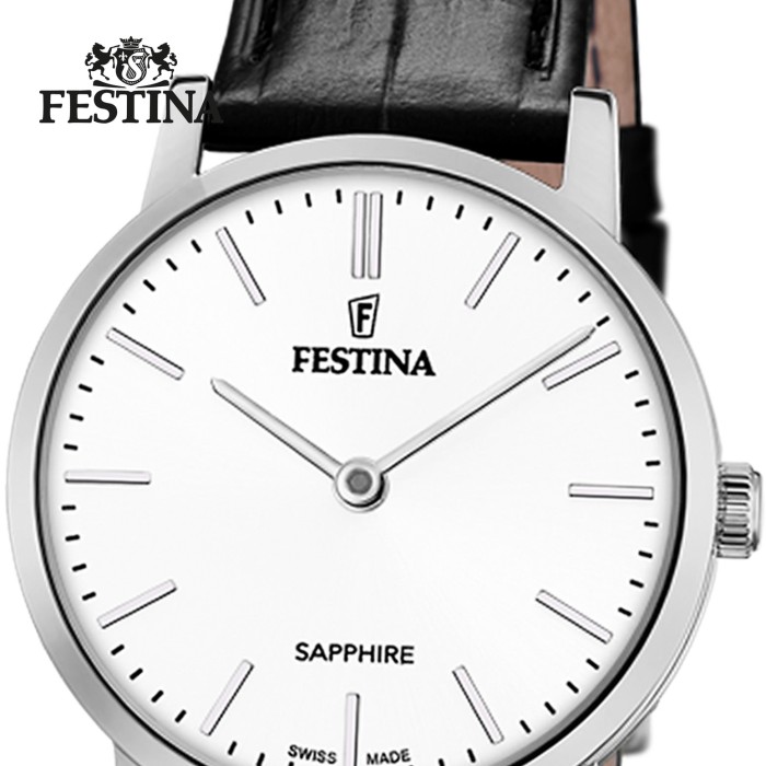 Festina Damenuhr Swiss Made Armbanduhr Leder schwarz UF20013/1