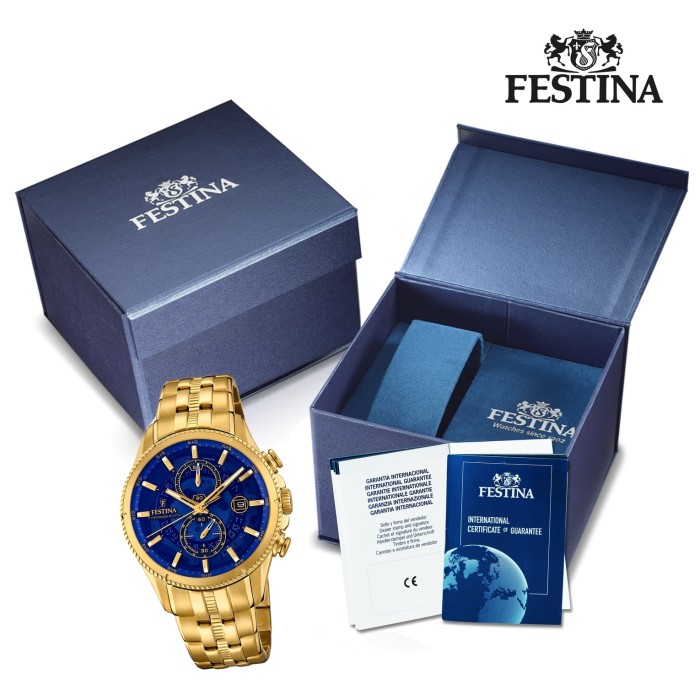 Festina Herren Uhr Chronograph F20269 2 Edelstahl gold Quarz Uhr UF20269 2