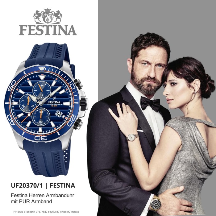 Festina Herren Armbanduhr The Originals F20370/1 Quarz PU blau 