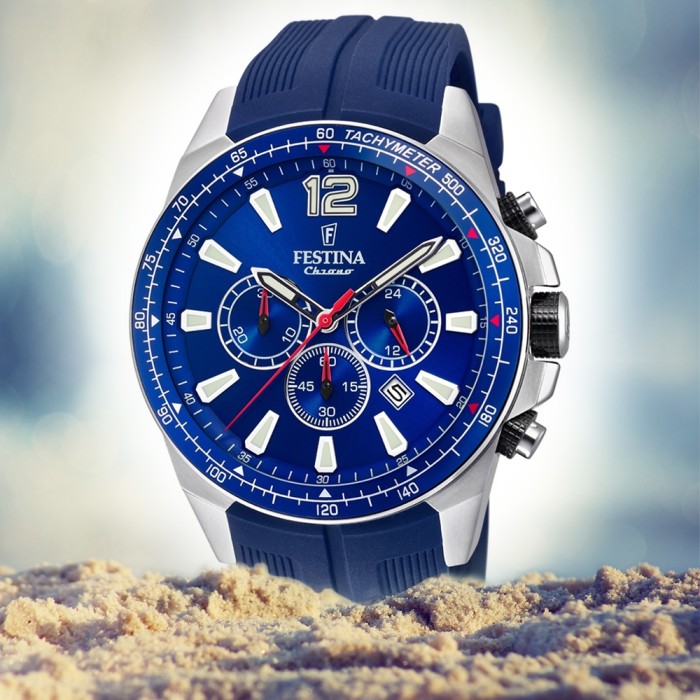 Festina Herren Armbanduhr The Originals F20376 1 Quarz PU blau UF20376 1