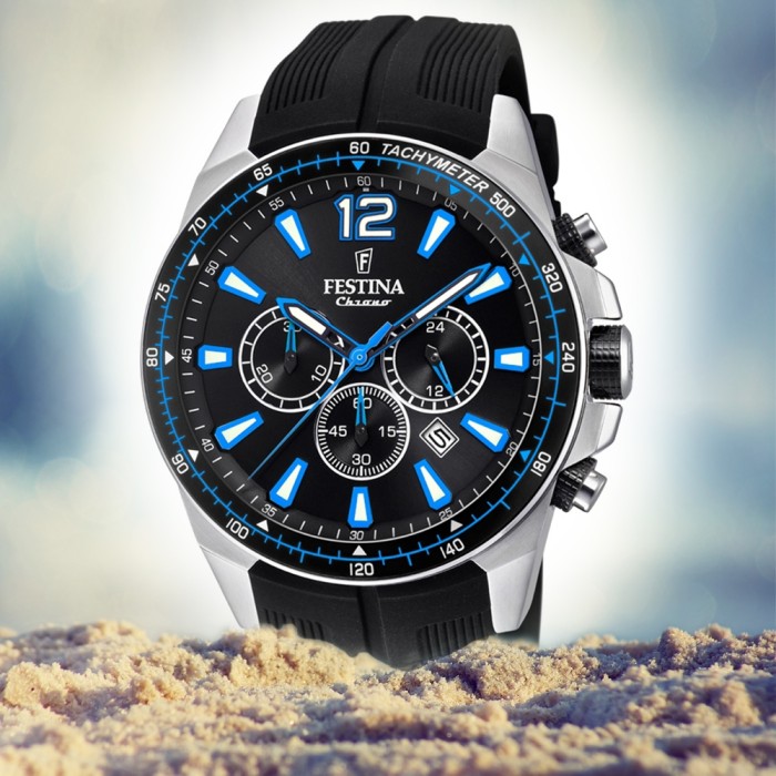 Festina Herren Armbanduhr The Originals F20376 2 Quarz PU schwarz UF20376 2