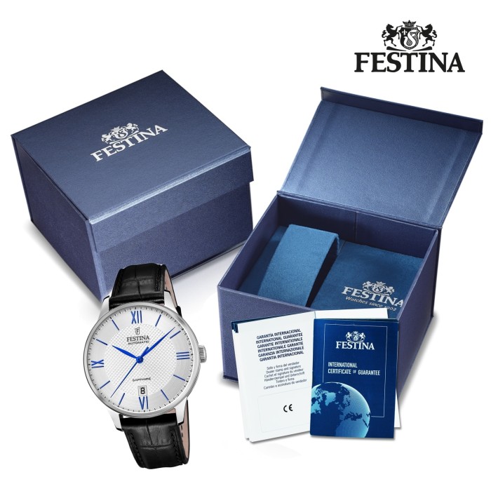 Festina Herren Armbanduhr Elegant F20484/1 Automatik Leder schwarz UF20484/1