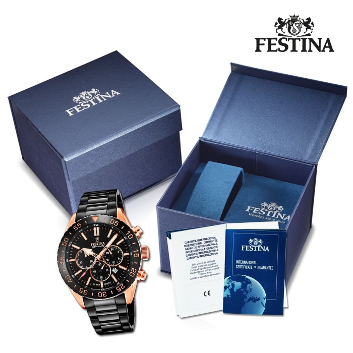 Festina Herrenuhr Keramik F20578/1 UF20578/1 Armbanduhr Edelstahl schwarz