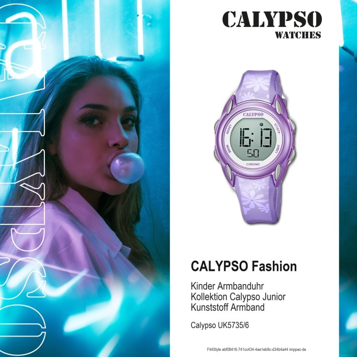 Calypso Kinder Armbanduhr Digital Crush K5735/6 Quarz-Uhr PU lila UK5735/6